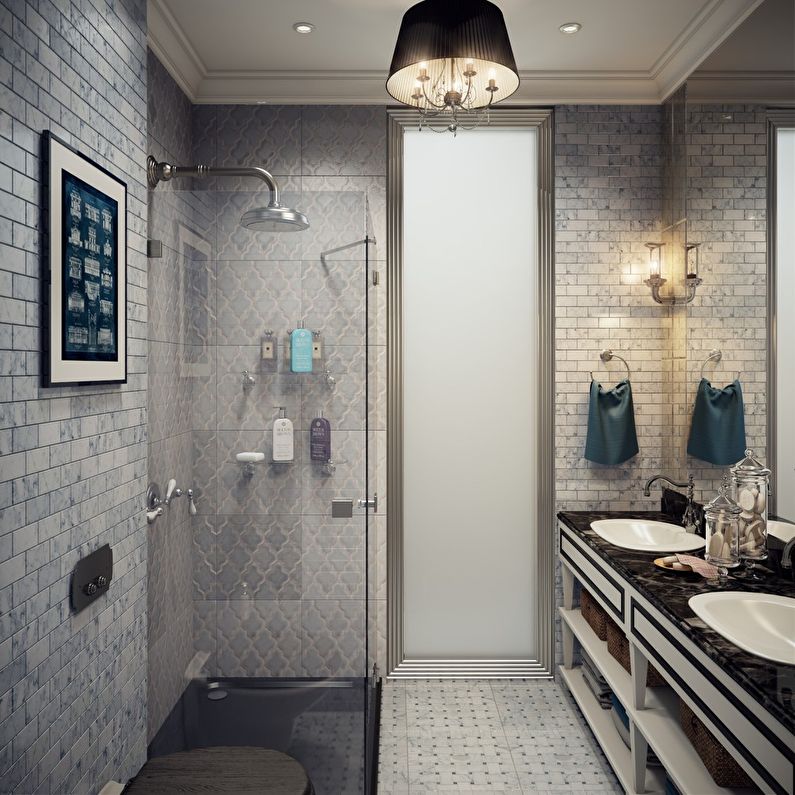 Design salle de bain 3 m² dans les tons gris - photo