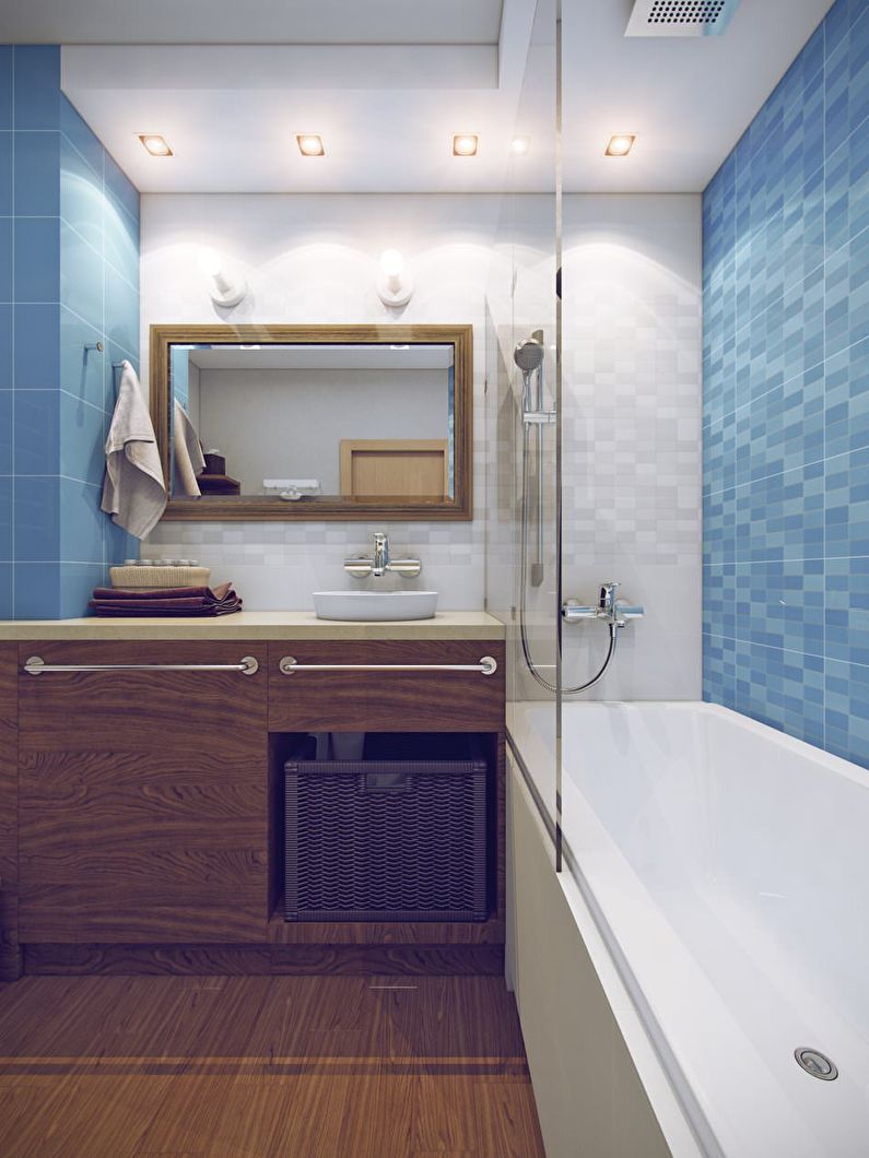 Design salle de bain 3 m² dans les tons bleus - photo