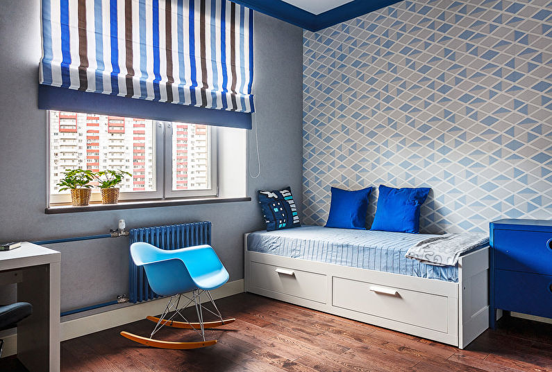Small kids room in blue tones.