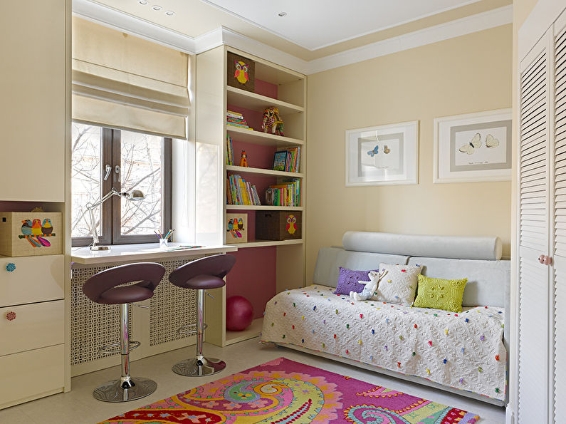 Küçük bir çocuk odası tasarımı 5-6 m2. - Fotoğraf
