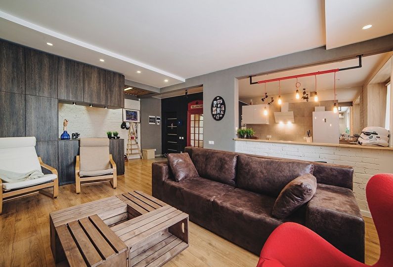Loft 40 × 40: Apartamento para um jovem casal, 70 m2