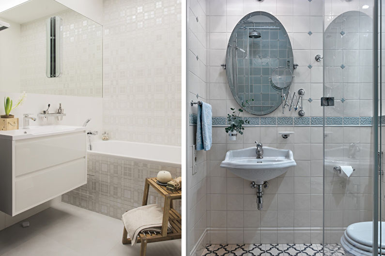 Dizajn interijera uske kupaonice - fotografija
