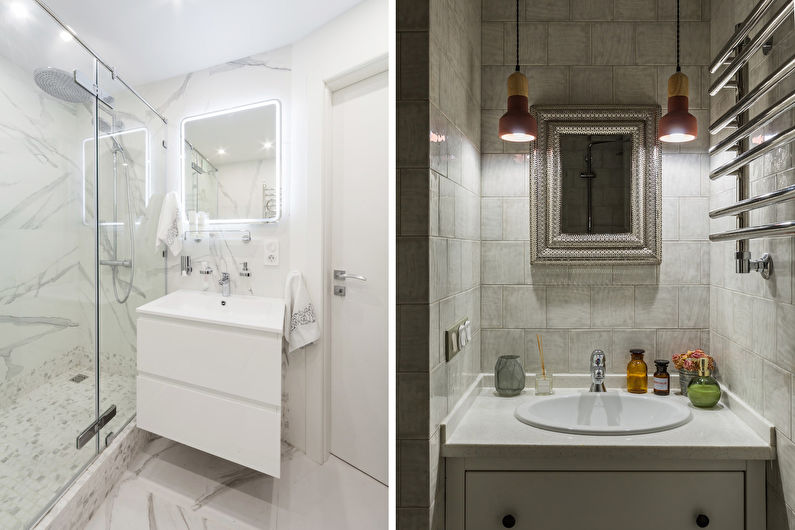Design interiéru úzké koupelny - foto