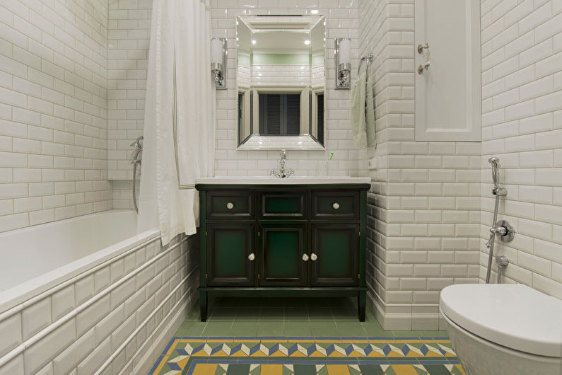 Keskeny fürdőszoba belsőépítészete - fénykép