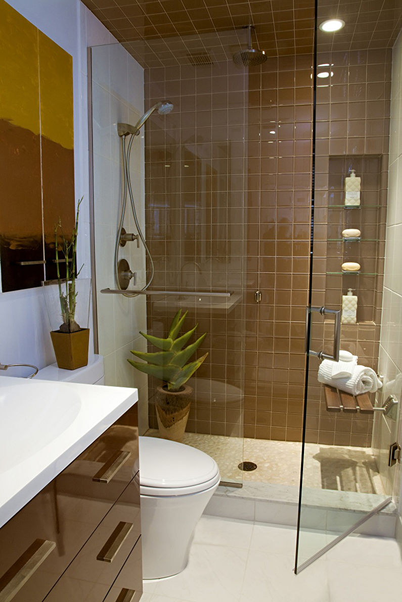 Dizajn interijera uske kupaonice - fotografija