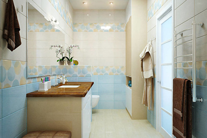 Дизајн ентеријера уског купатила - фото