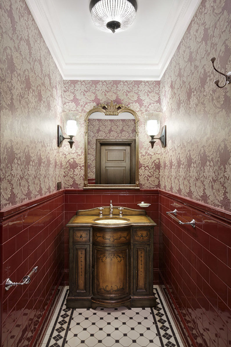 Inredning av ett smalt badrum - foto