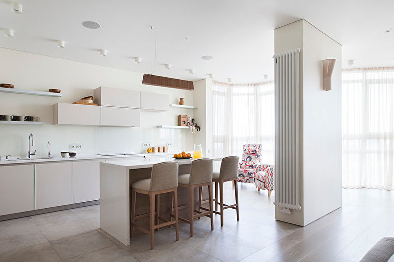 Cozinha com uma ilha em estilo moderno - Design de Interiores