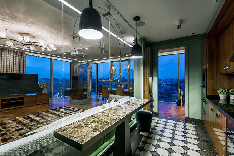 Kjøkken med en øy i en moderne stil - Interiørdesign