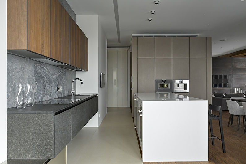 Virtuvės interjero dizainas su sala - nuotrauka
