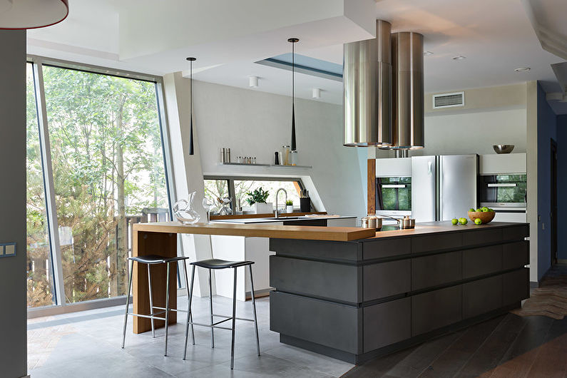 Design interior de bucătărie cu insulă - fotografie