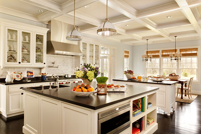 Virtuvės interjero dizainas su sala - nuotrauka