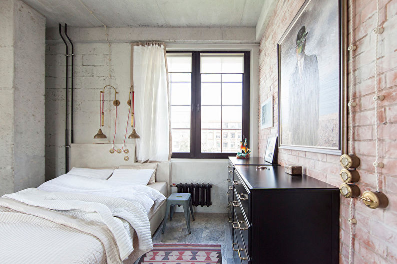 White Loft Style Bedroom - การออกแบบตกแต่งภายใน