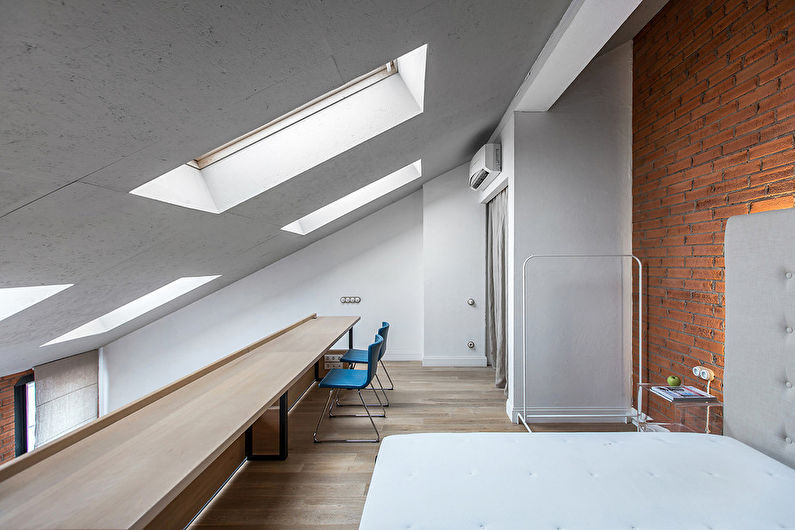 Fehér loft stílusú hálószoba - belsőépítészet