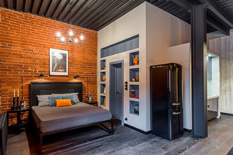 Camera da letto loft grigio - Interior Design