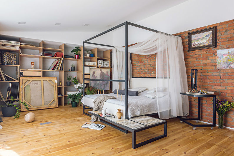 Loft Style guļamistabas dizains - grīdas apdare