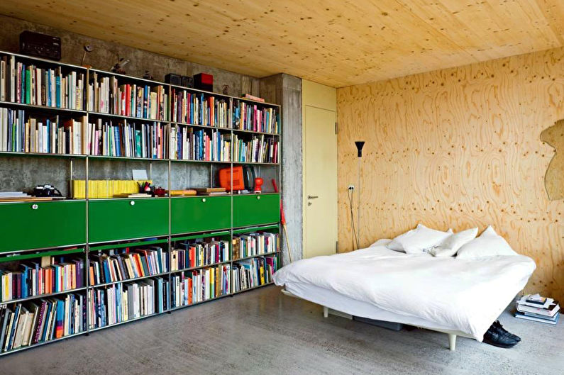 Интериорен дизайн на спалня в стил лофт - снимка