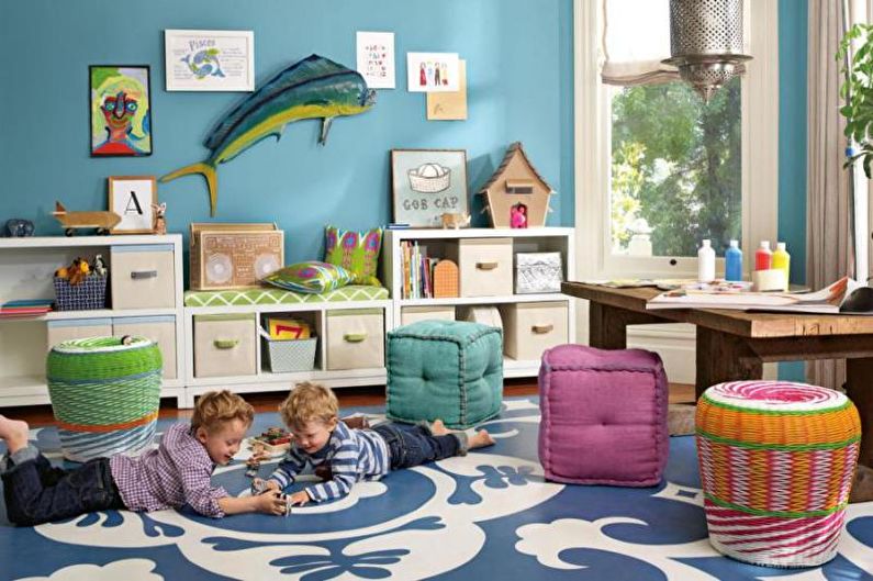 Farvekombinationer i det indre af et barns værelse - Palette med billeder