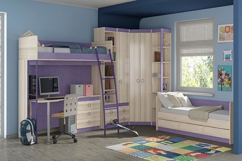 Krāsu kombinācija bērnu istabas interjerā - foto