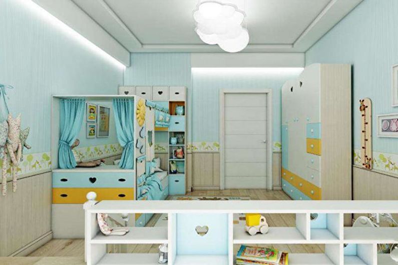 A színkombináció a gyermekszoba belsejében - fénykép