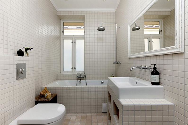 Kombinácie farieb v interiéri kúpeľne - biela kúpeľňa