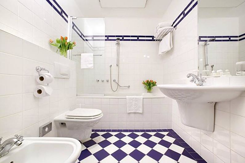 Kombinationer af farver i det indre af badeværelset - Hvidt badeværelse