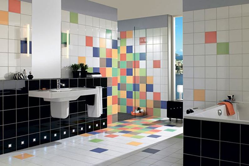 Kombinationen af ​​farver i det indre af badeværelset - foto