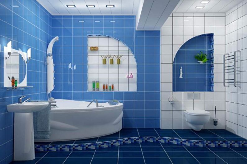 Krāsu kombinācija vannas istabas interjerā - foto