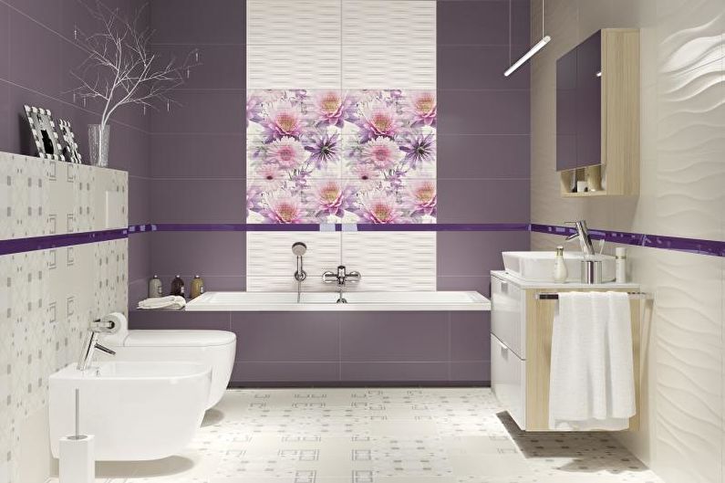 A színkombináció a fürdőszoba belső részén - fénykép