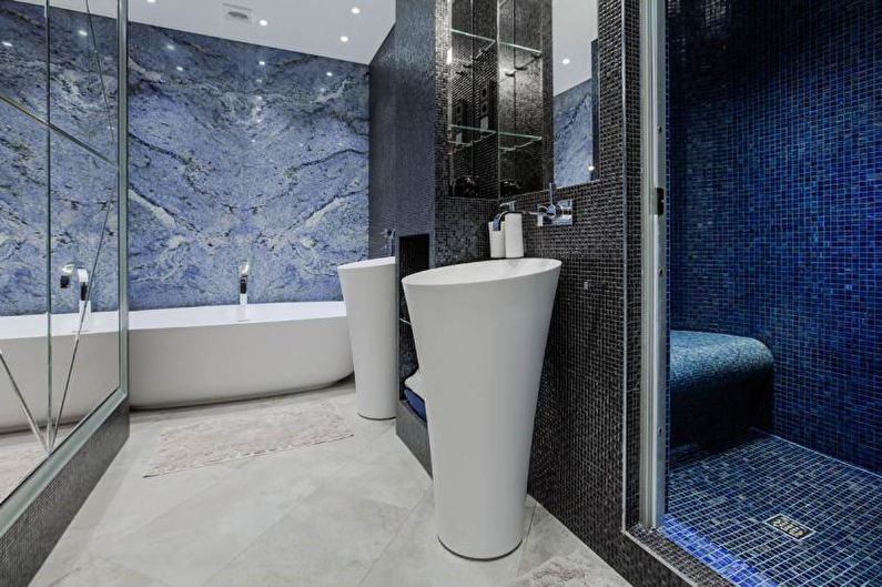Blått badrum - interiördesign 2018