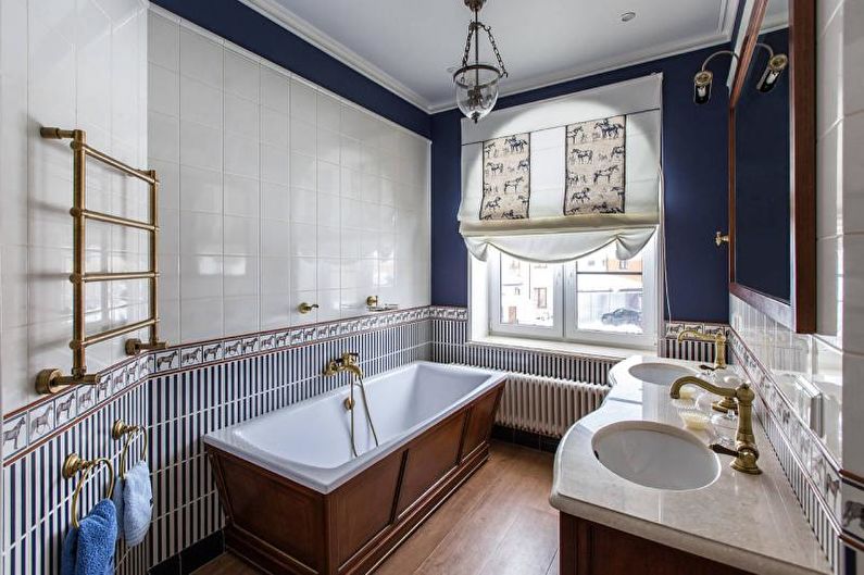 Mėlynas vonios kambarys - interjero dizainas 2018 m