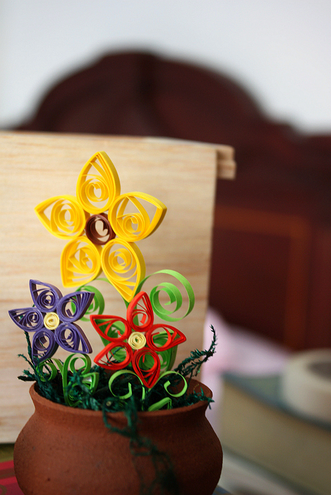 Quilling - blomsterpotter