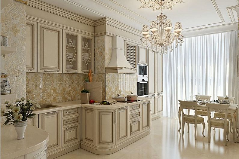 Virtuve - klasiskā dizaina dzīvoklis