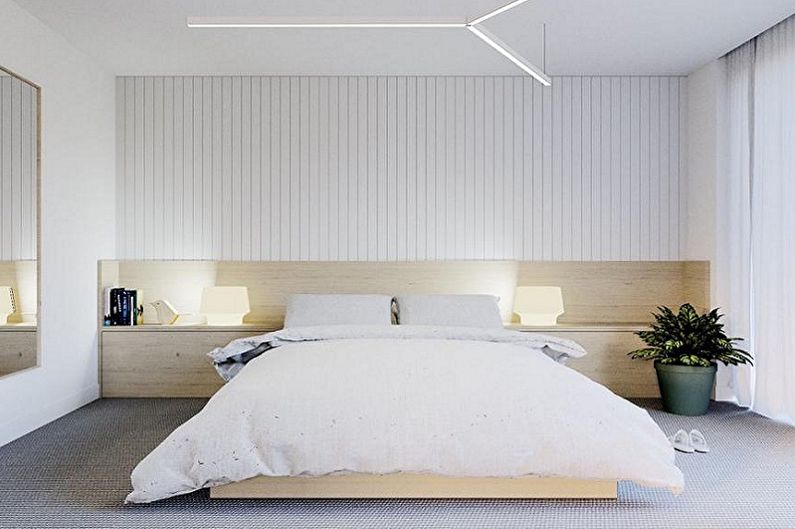 Guļamistaba 15 kvm minimālisma stilā - Interjera dizains