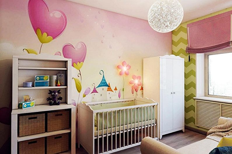 Diseño de una habitación infantil pequeña - Iluminación y decoración.