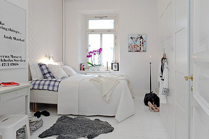Mała sypialnia w stylu skandynawskim - architektura wnętrz