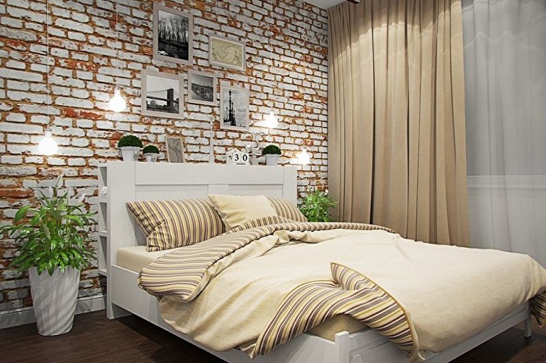 Interior design di una piccola camera da letto - foto