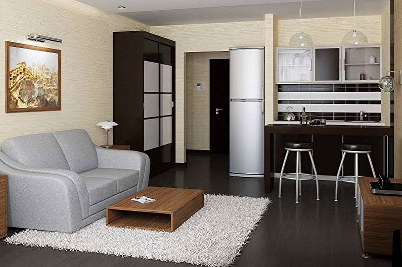 Projeto da sala de estar 12 m² - Layout e aumento de espaço
