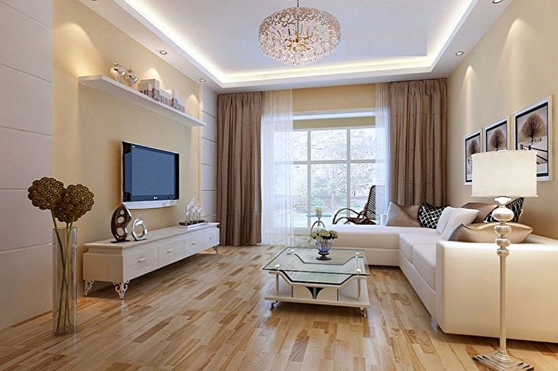Dzīvojamās istabas dizains 12 kv.m. - krāsu risinājumi