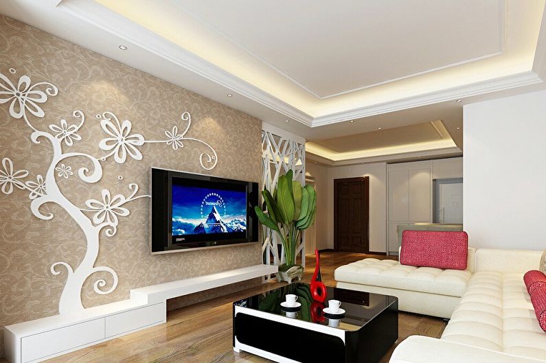 Diseño de sala de estar de 12 m2. - Soluciones de color