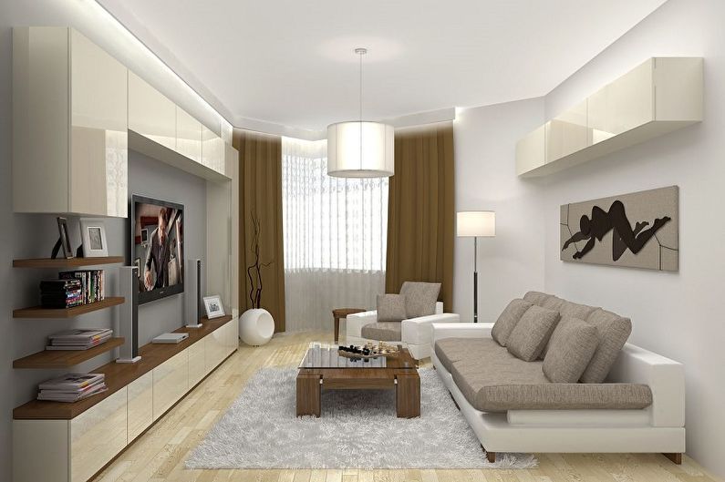 Living room 12 sq.m. sa estilo ng minimalism - Disenyo sa Panloob
