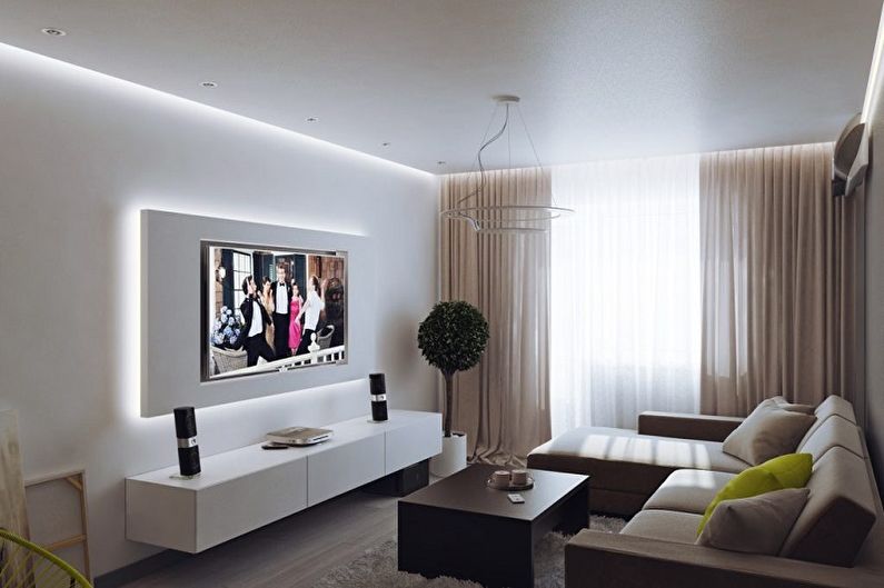 Obývací pokoj 12 m² ve stylu minimalismu - interiérový design
