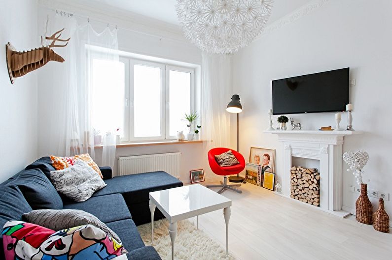 Séjour 12 m2 dans le style scandinave - Design d'intérieur