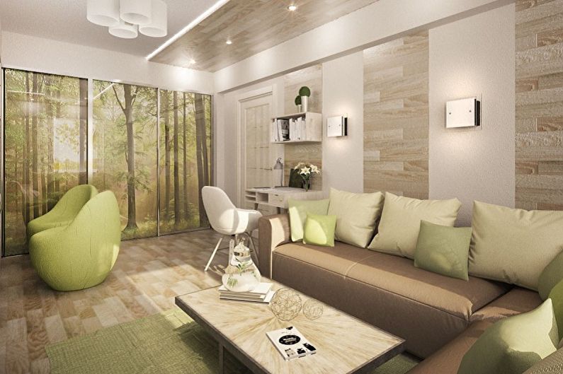 Stue 12 kvm i øko-stil - Interiørdesign