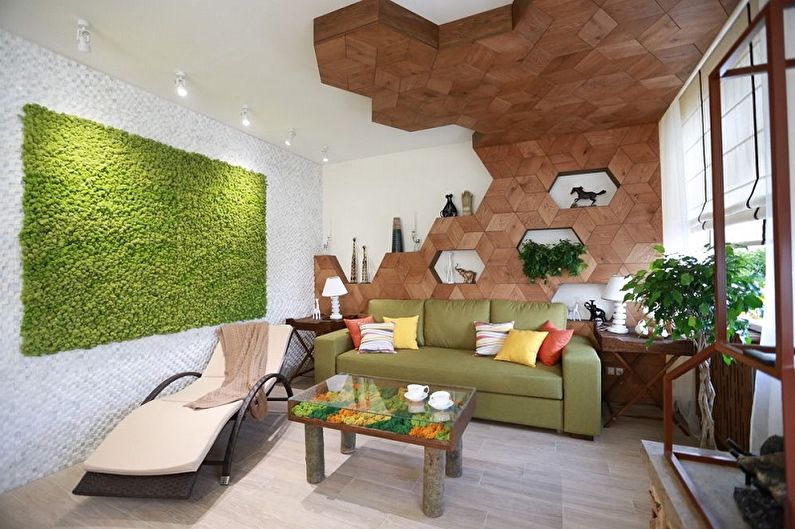 Obývacia izba 12 m2 v ekologickom štýle - interiérový dizajn