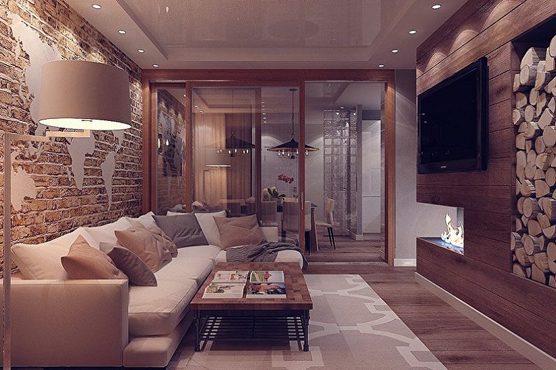 Il design degli interni del soggiorno è di 12 mq - Foto