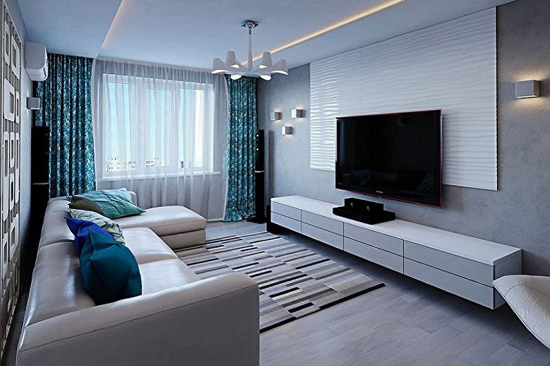 El diseño interior de la sala de estar es de 12 m2. - Foto
