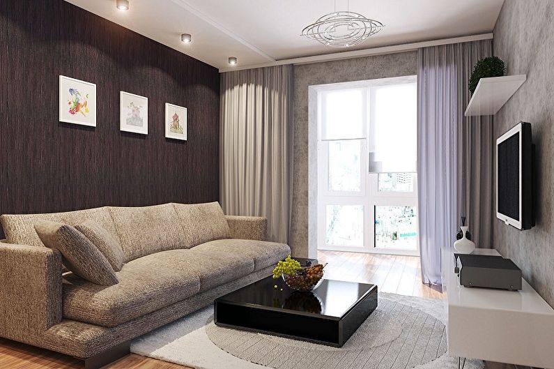 Dzīvojamās istabas interjera dizains ir 12 kv.m. - Foto