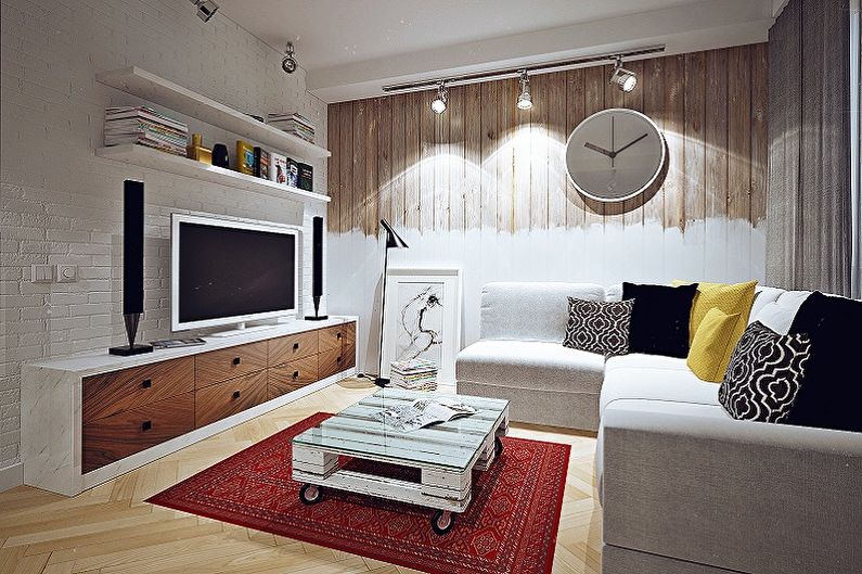 Sala de estar pequena em estilo loft - Design de interiores