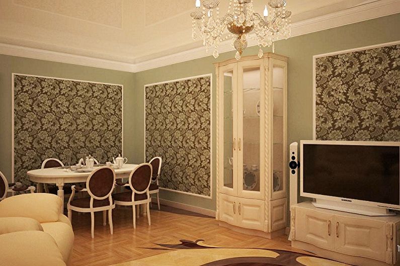 The combination of wallpaper in the interior - a combination of different textures